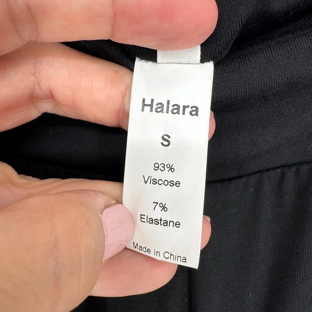 Halara High Waisted Multiple Pockets Split 2 in 1 Yoga Shorts Black‎ S Athletic